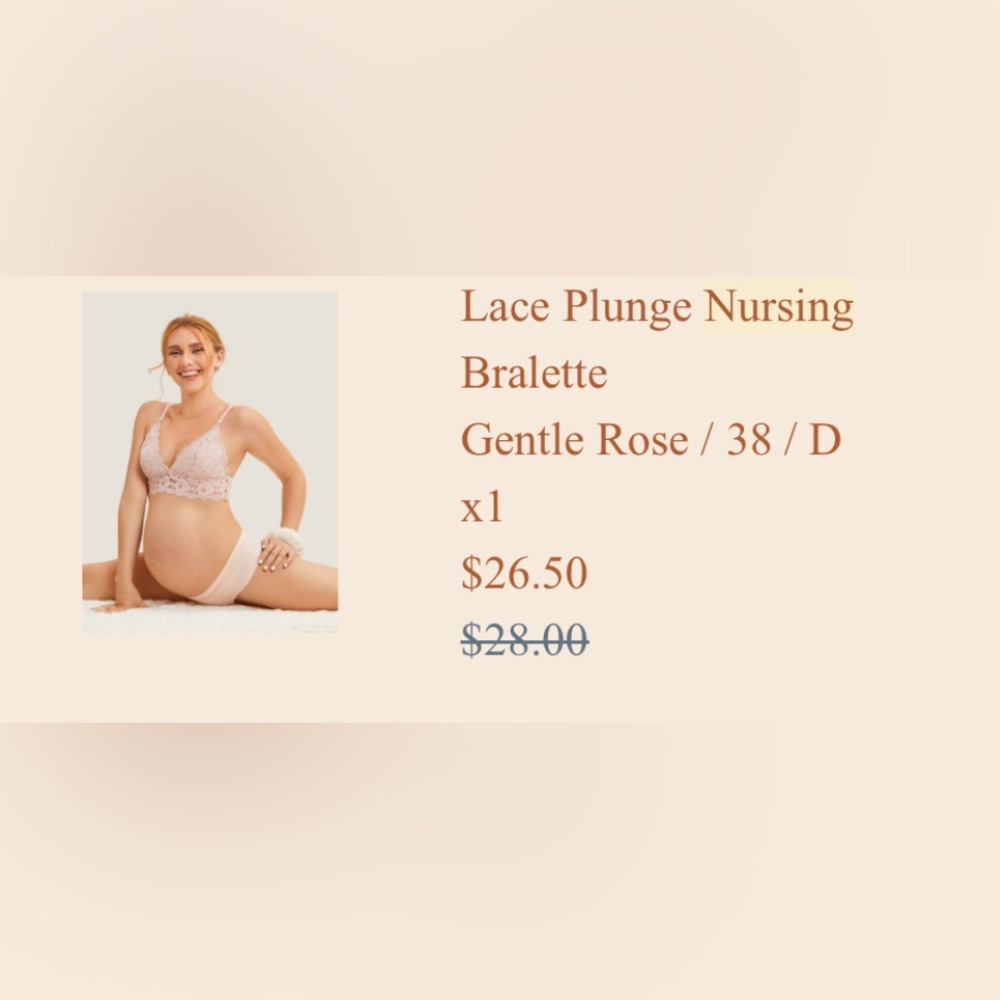 Momanda Lace Nursing Bralette, Size 38D - Picture 3 of 3